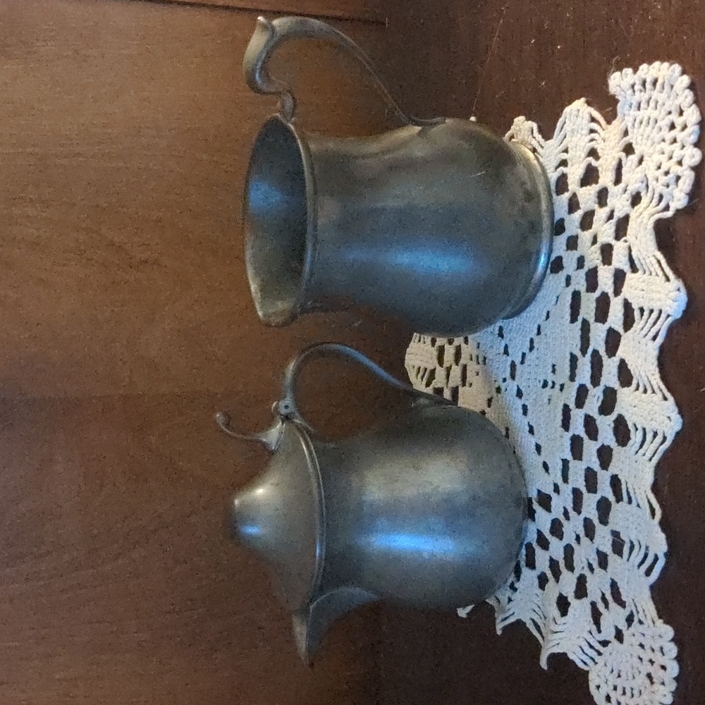 Vintage Pewter Creamer- Set of 2 Different Creamer Pitchers Woodbury Pewterers